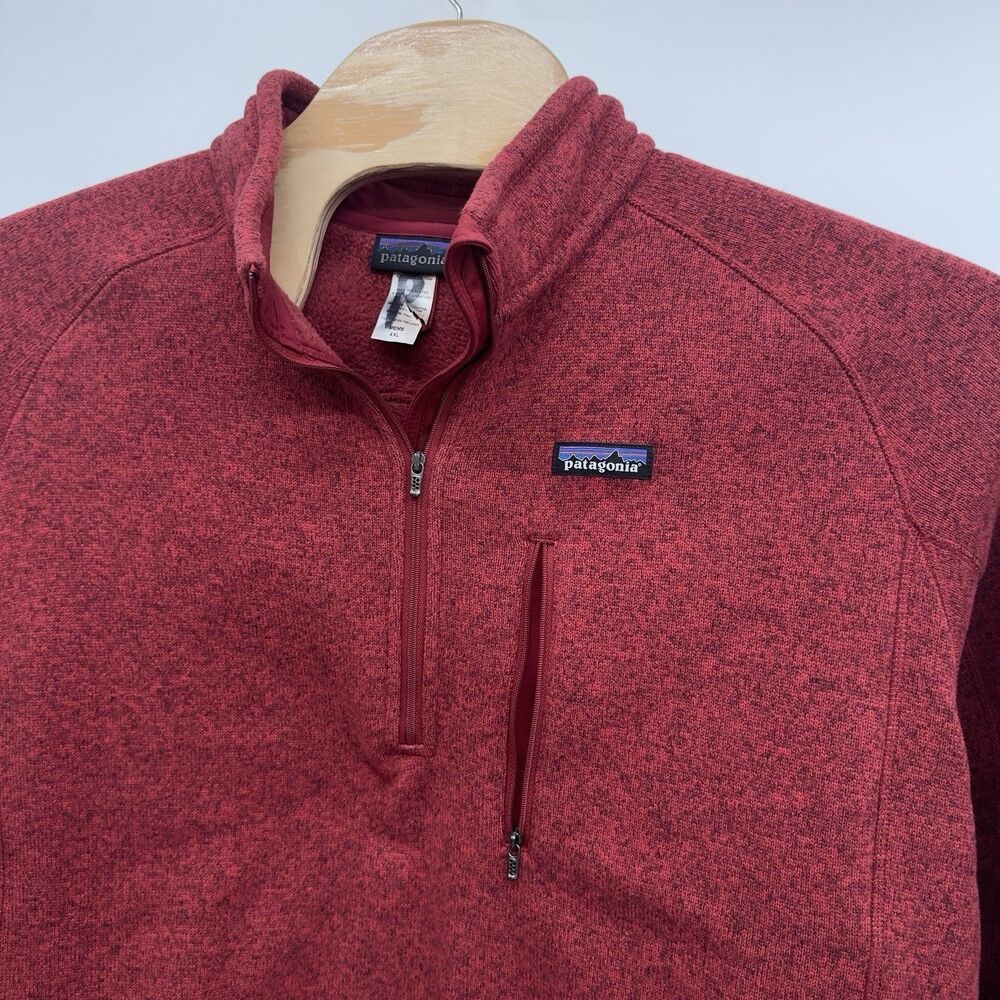 Patagonia Better Sweater Mens XXL Red 1/4 Zip Fleece Jacket fleeces good cond